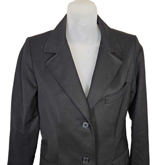 SMYTHE Blazer Designer Jacket Size 4 Small Satin Wool Black Business Casual Work - Picture 3 of 13